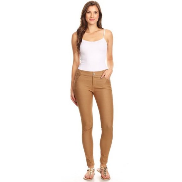 Women's 5-Pocket Skinny Jeggings Leggings Pants KH - Picture 6 of 6